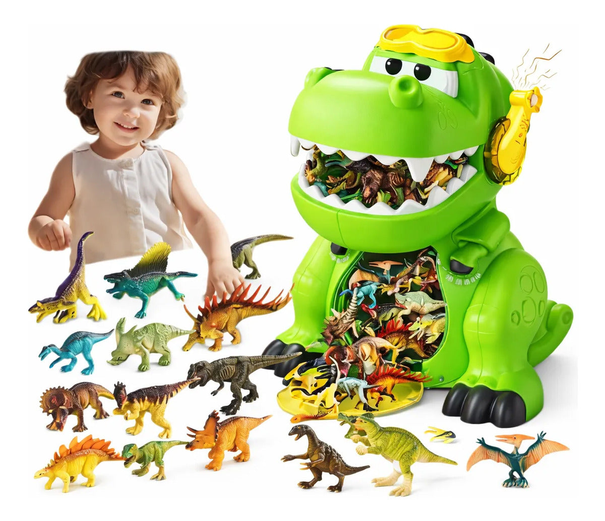 Juguete Dino Organizador Candy Toys Con Luz Y Compartimiento
