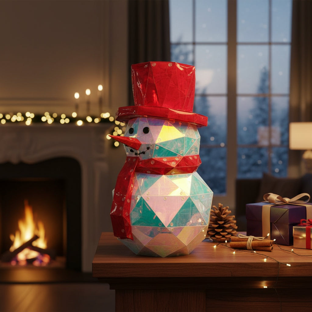 Figura Navideña Muñeco De Nieve De Tpu Con Qr Tornasol 40cm