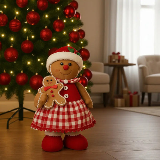 Decoracion Pareja De Muñecos De Jengibre Navideños 45x7x15