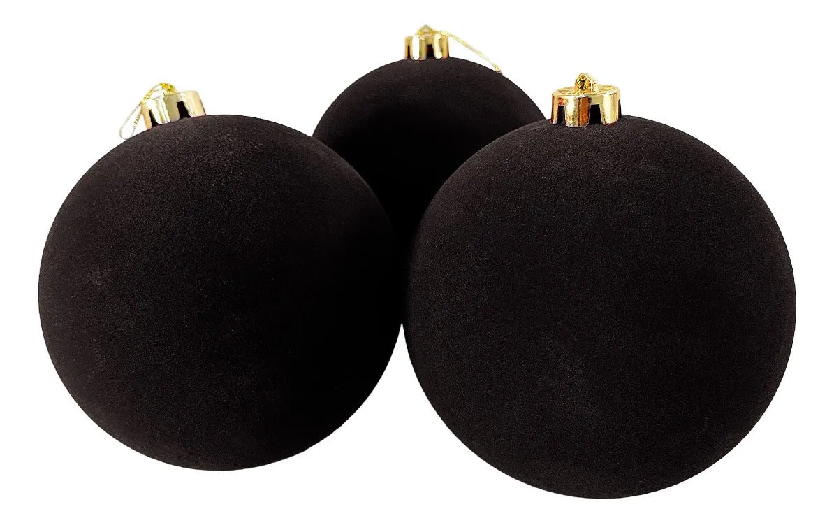 Esferas Navideñas Lluvia Light Negro 6 Piezas 15 cm