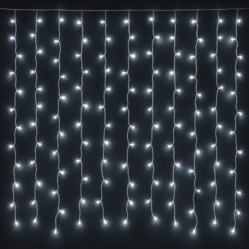 Serie Cascada Navideña 200 Luces 4 M Led Luz Blanca Fria
