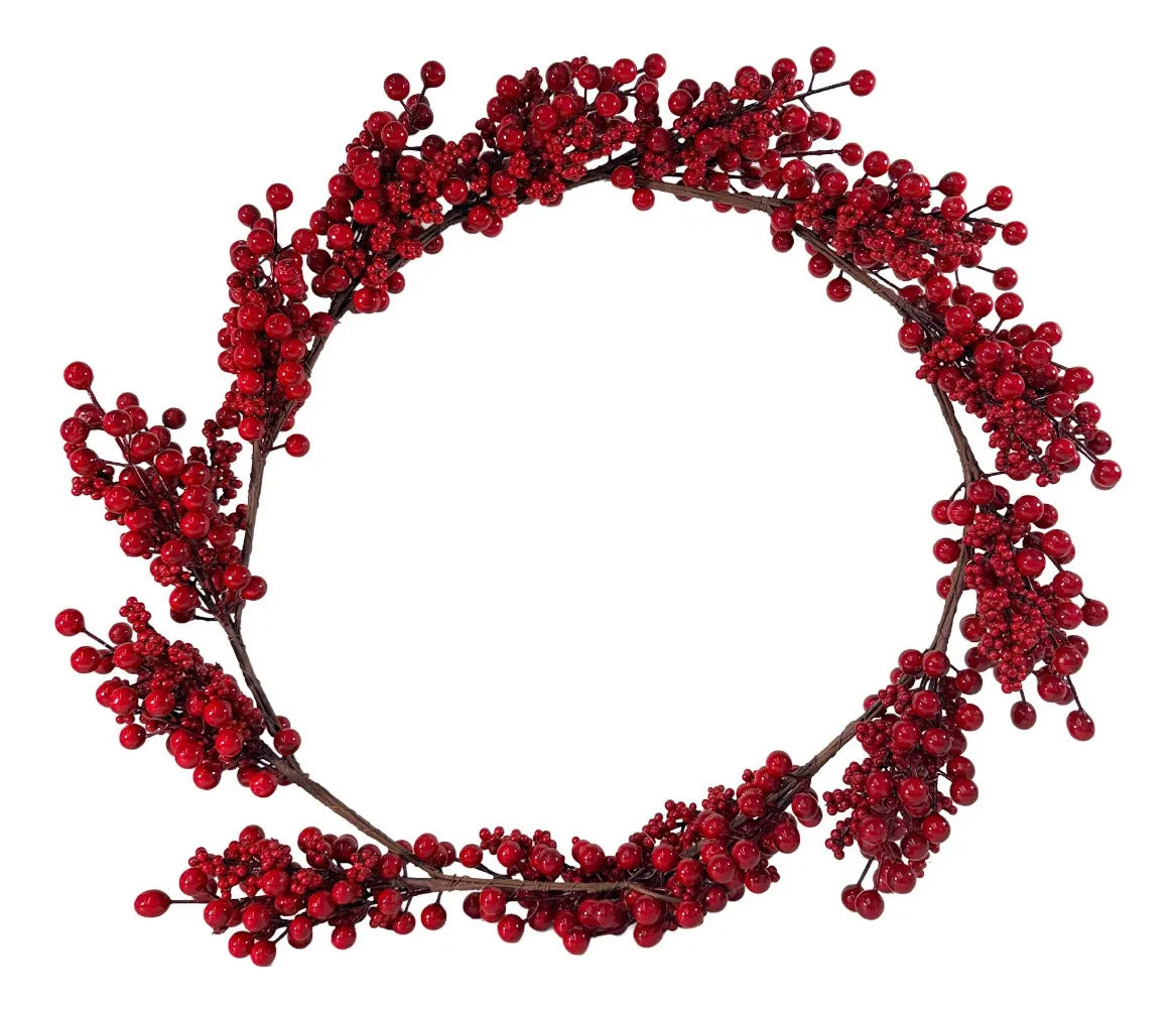 Guía Navideña Lluvia Lights Cerezas Y Bayas Rojas 150 Cm