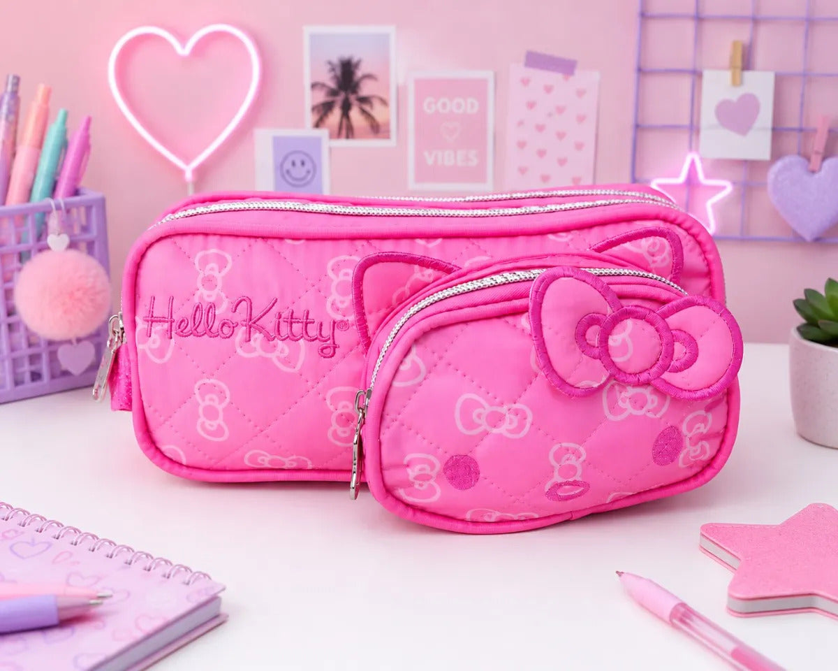 Lapicera Ruz Hello Kitty Fucsia Doble Cierre Acolchada