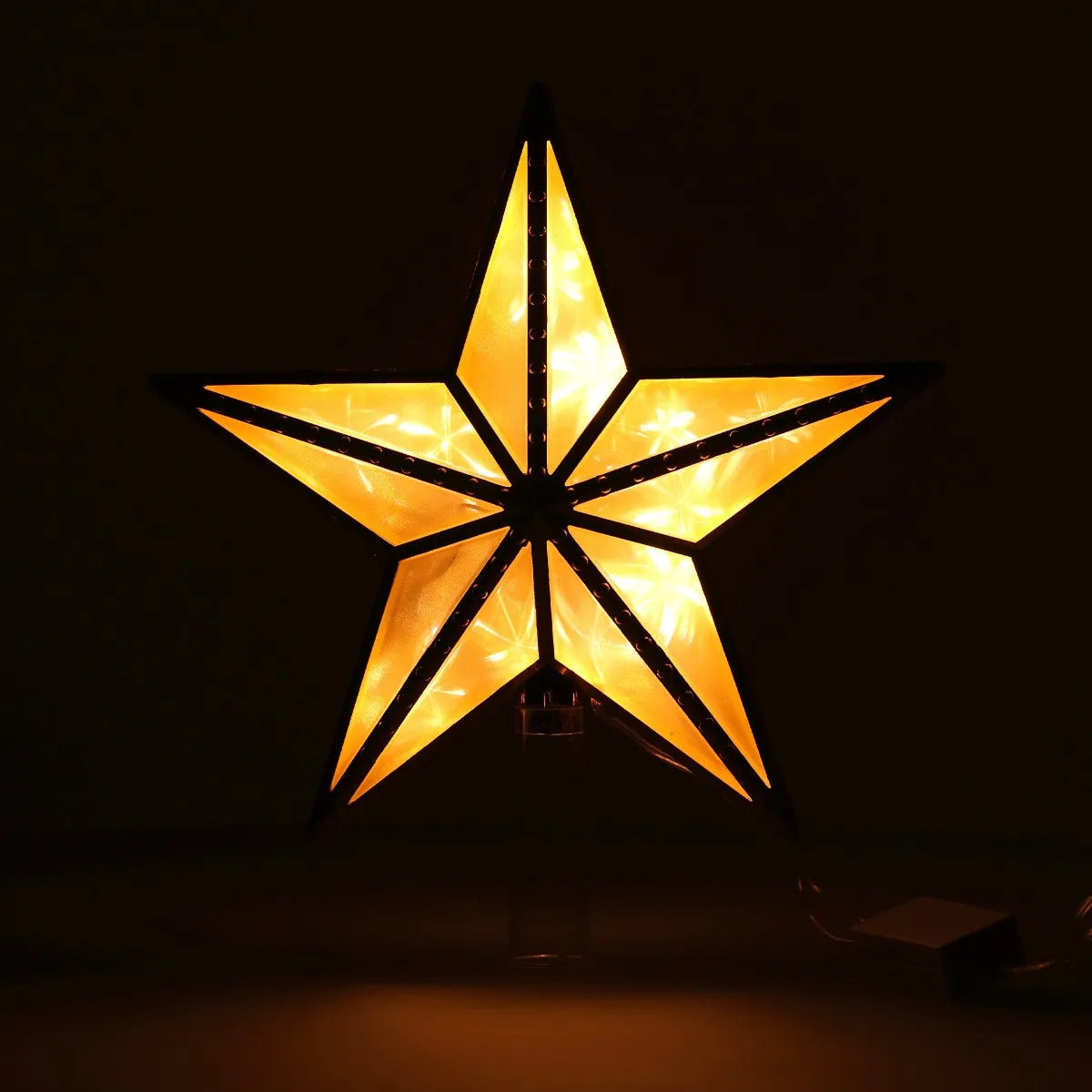 Estrella Navideña lluvia Luz Cálida 16 Led Bordes Dorados