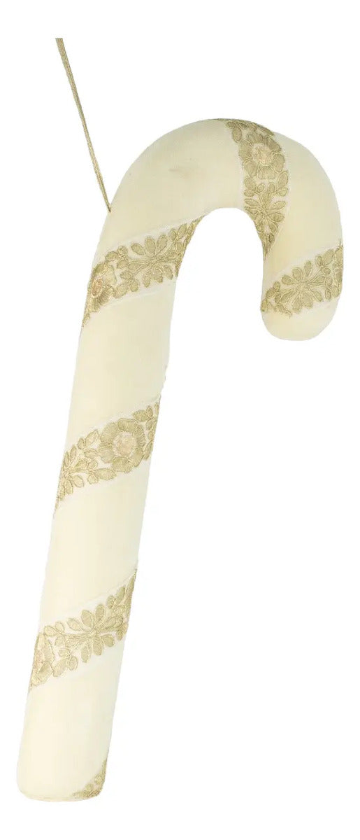 Figura Bastón Navideño Grande En Tonos Dorados 57x8x21