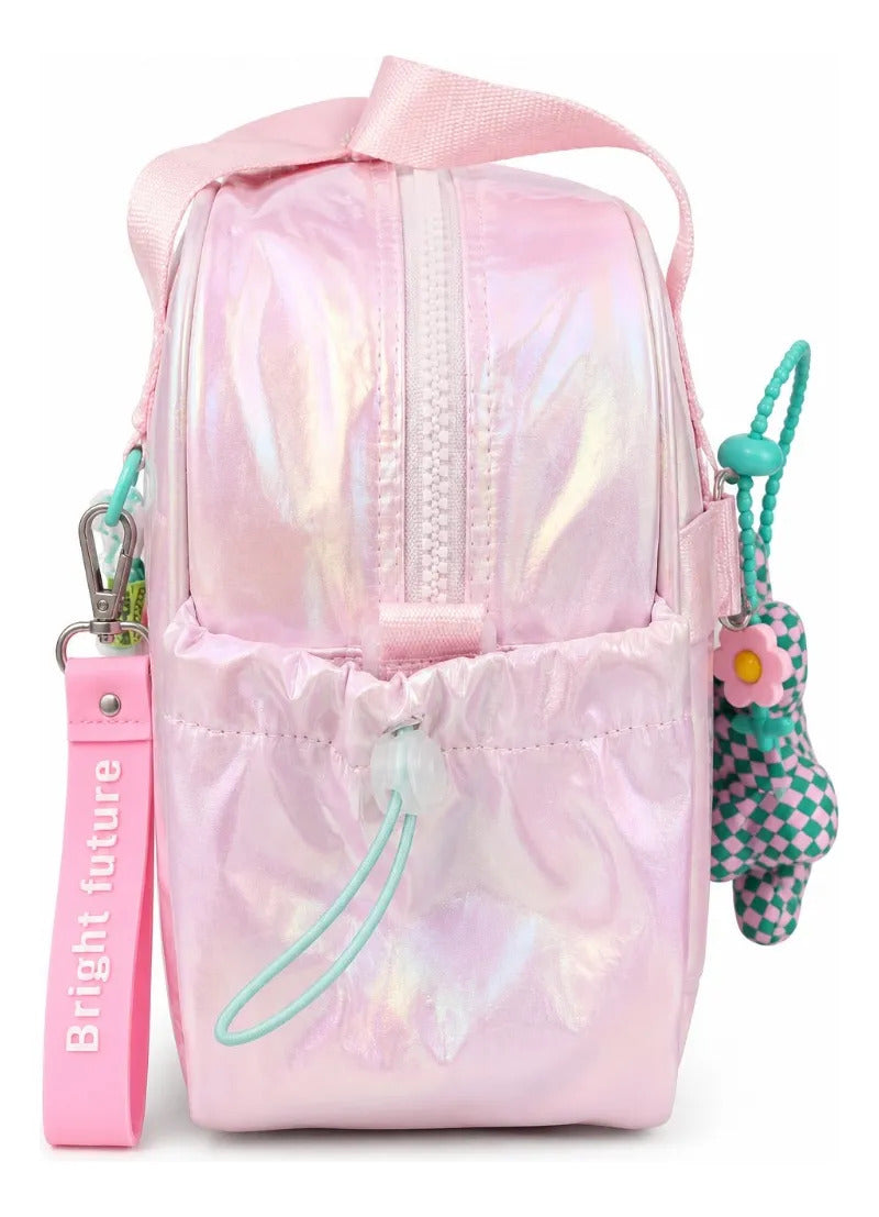 Set Escolar Lluvia Rosa Tornasol Súper Brillante Tres Piezas