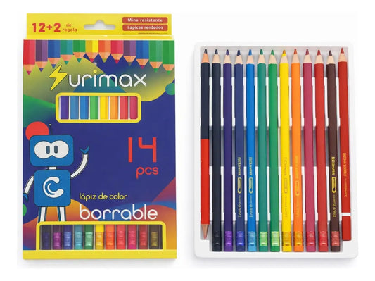 Lápices De Colores Borrables 14 Piezas Con Bicolor Surimax