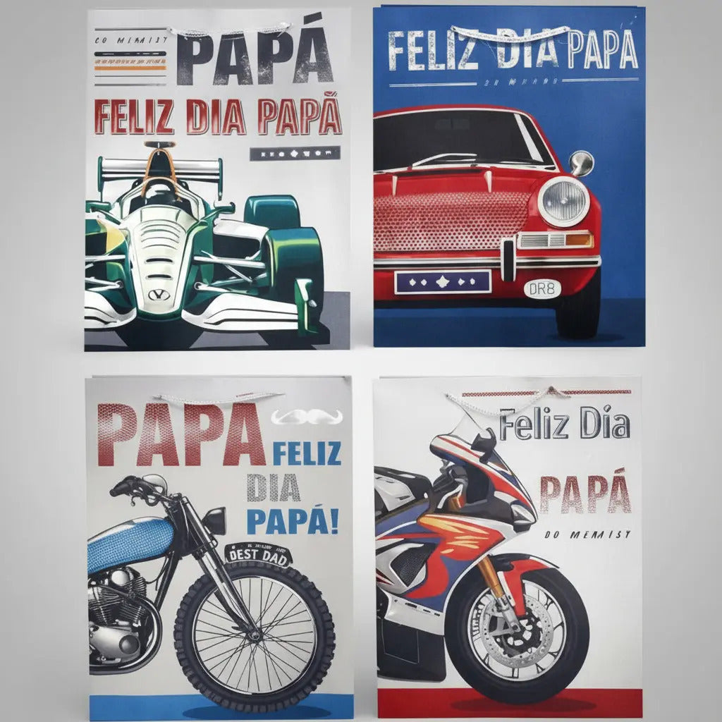 Bolsas De Regalo Una Docena Día Del Padre Autos Y Motos