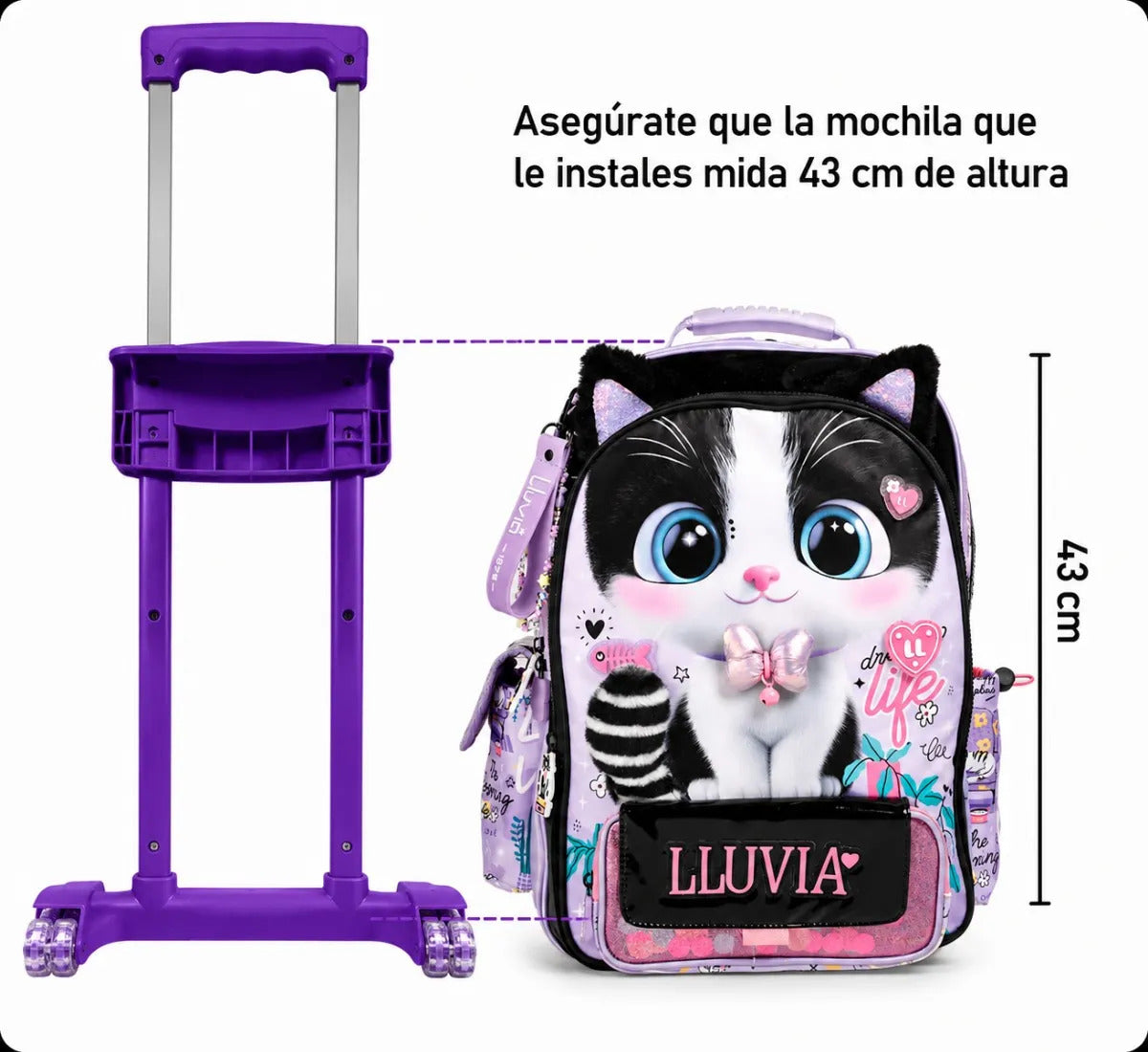 Carrito Para Mochila Morado Primaria 17 Pulgadas