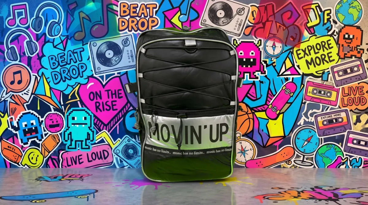 Mochila Juvenil Lluvia Negra Con Plata Frontal Ajustable