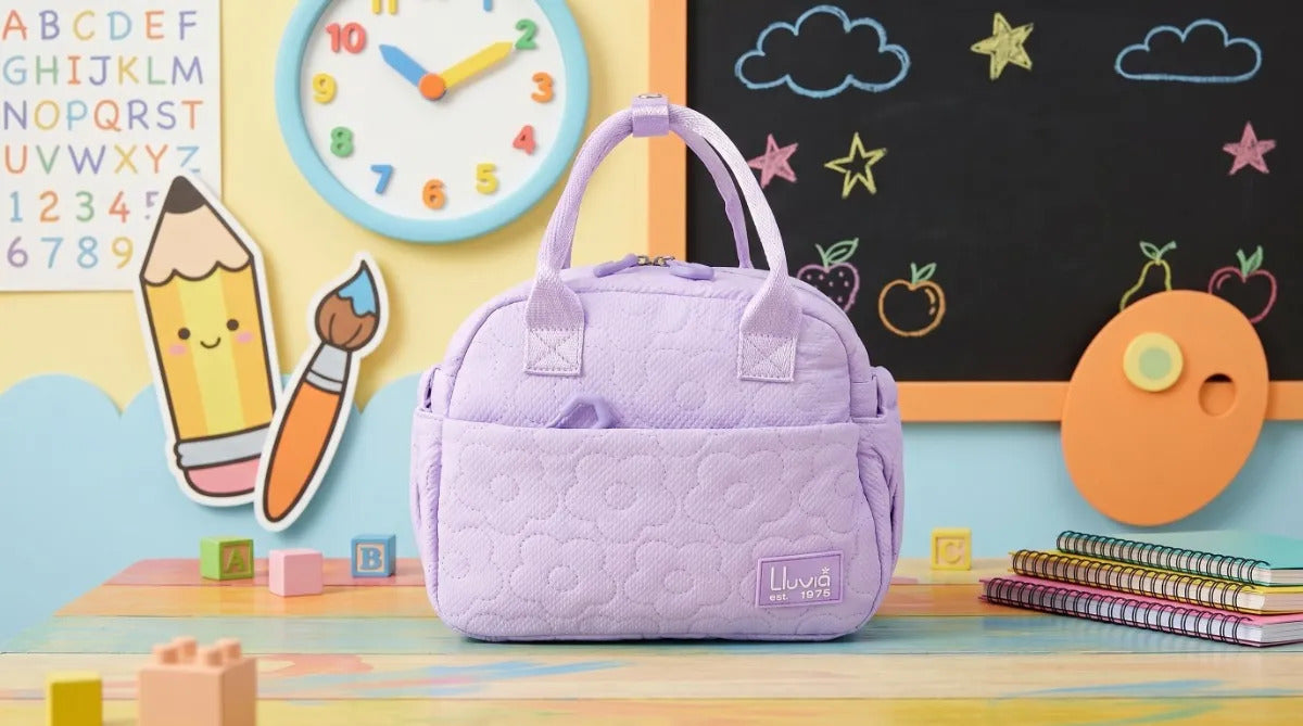 Lonchera Térmica Lluvia Lila Con Diseño Floral En Relieve