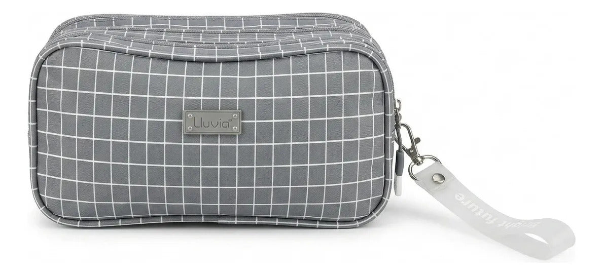 Set 3 Piezas Lluvia Gris Cuadros Mochila Lonchera Lapicera