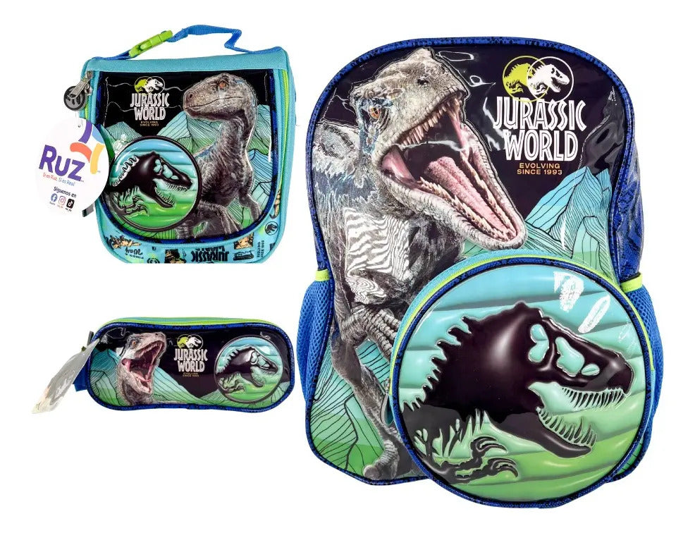 Mochila Primaria 3 Piezas Marca Ruz Jurassic World