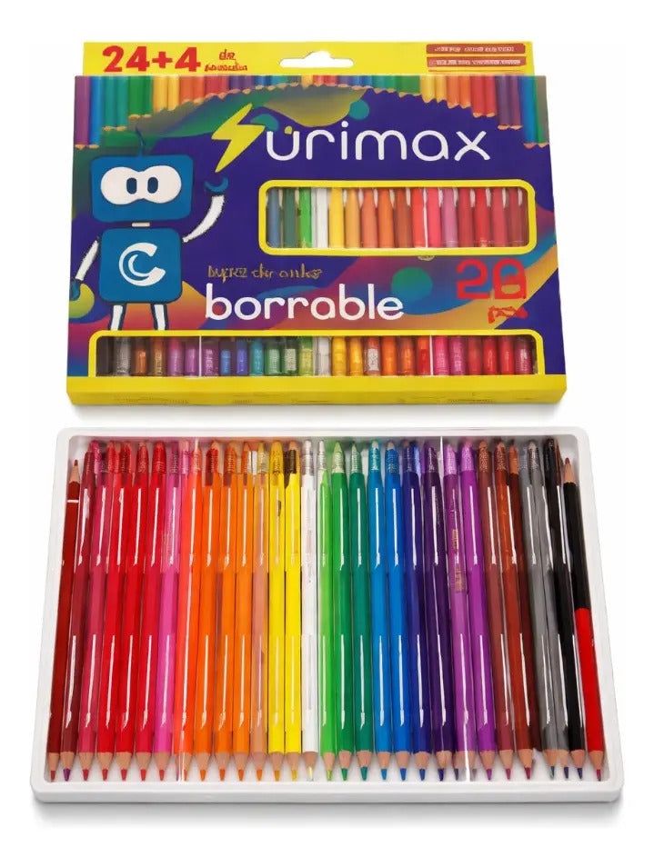 Lápices De Colores Borrables Triangulables 28 Piezas Surimax