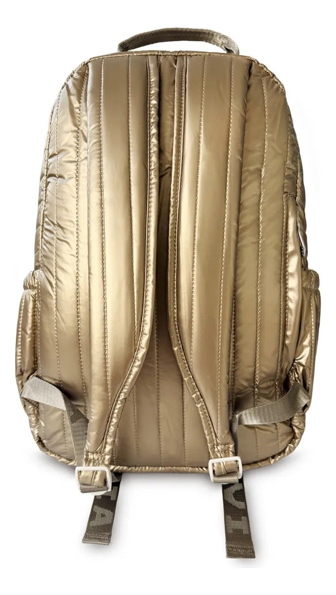 Mochila Juvenil Lluvia Dorada Champagne Diseño Acolchado