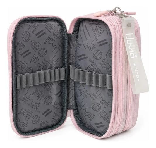 Lapicera Escolar Lluvia Rosa Pastel Rayas Verticales