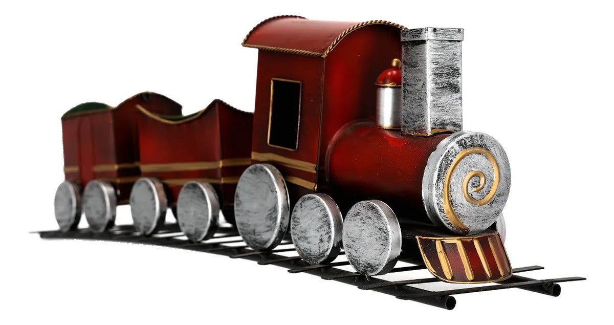 Tren Navideño Lluvia Expreso De Navidad Metálico Vintage