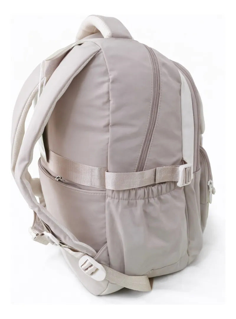 Mochila Juvenil Lluvia Café Claro Elegante Porta Laptop Antirrob