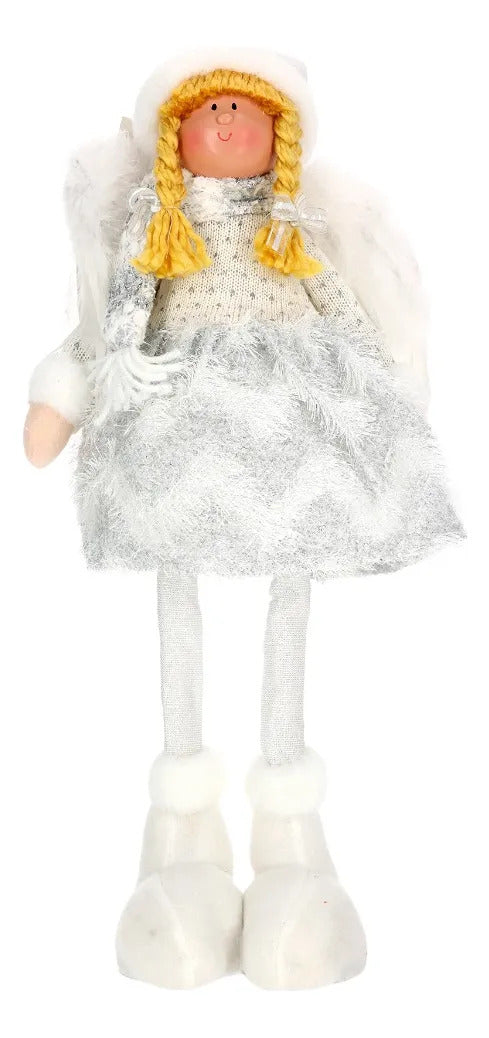 Hada Navideña Lluvia con Luz Vestido Blanco 67 cm