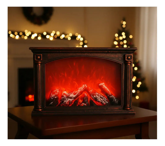 Chimenea Clásica Decorativa Navideña Con Luces Efecto Fuego