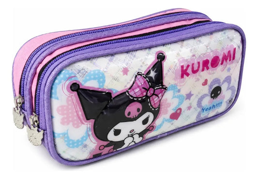 Lapicera Ruz Kuromi 3d Color Lila Y Rosa Doble Compartimento