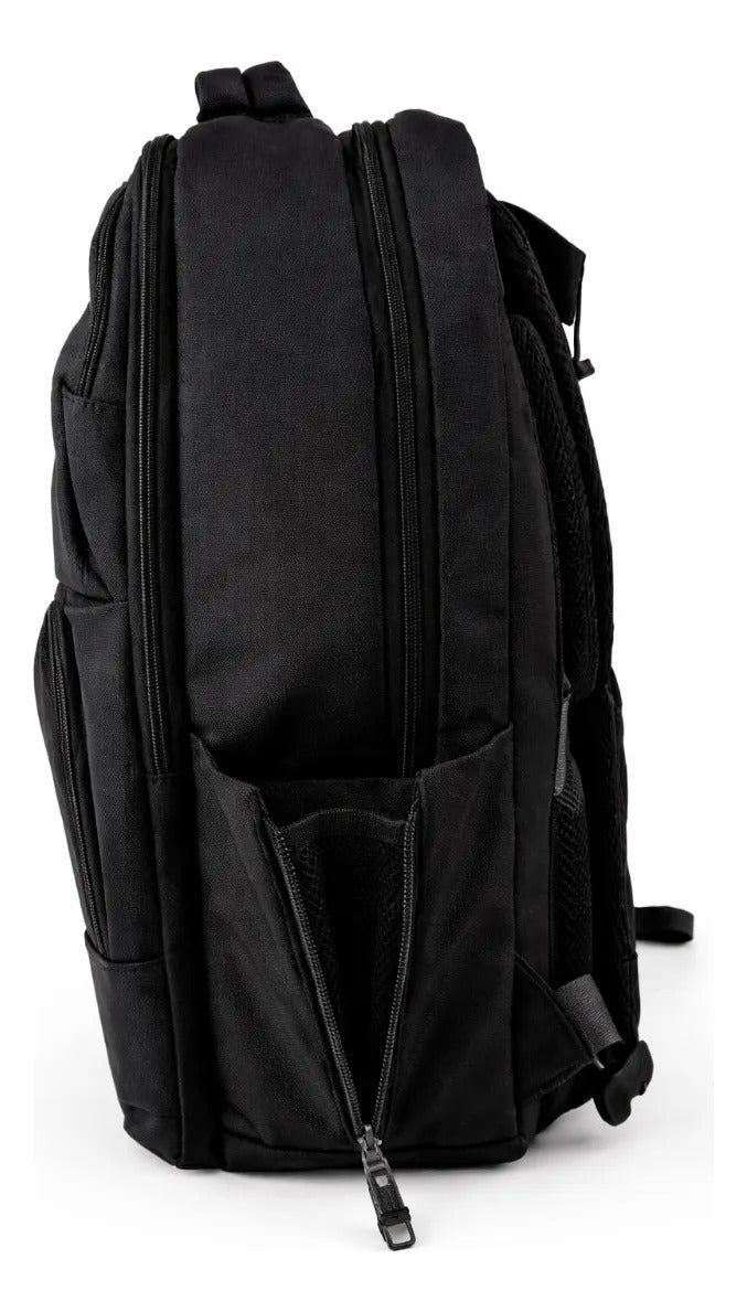 Mochila Lluvia Negra Con Bolsillos Laterales Expandibles