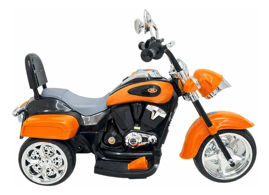 Motocicleta Eléctrica Infantil Color Naranja 3 Ruedas