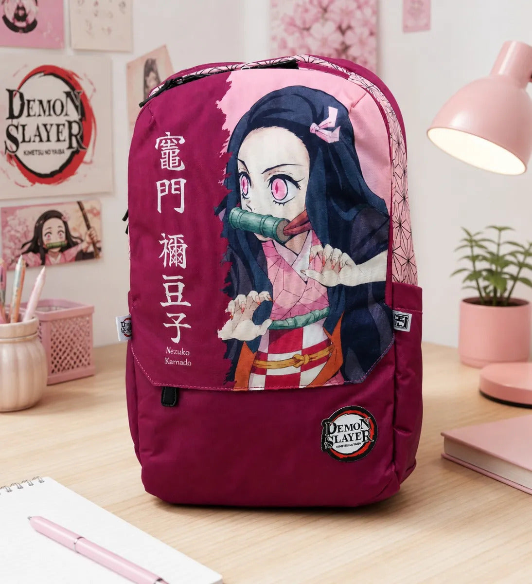Mochila Juvenil Nezuko Kamado Demon Slayer Rosa Juvenil