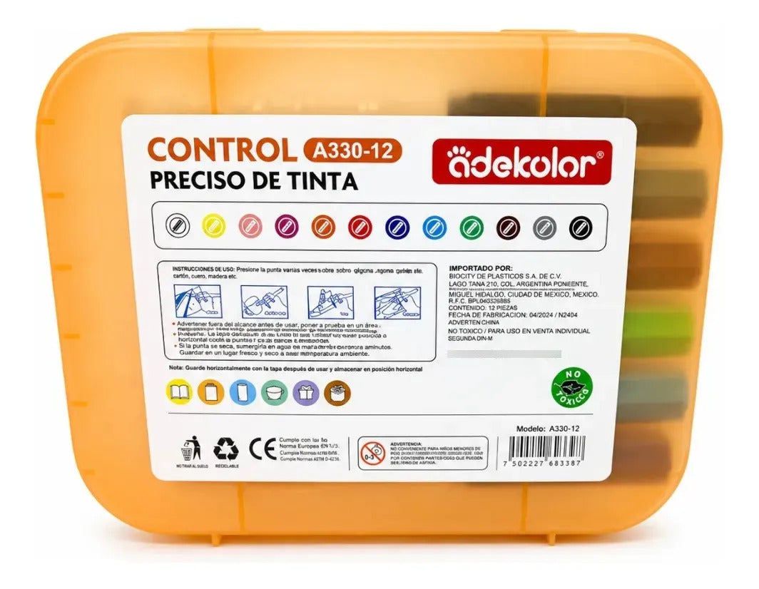 Marcadores Acrílicos Adekolor 12 Piezas Para Arte Y Escuela