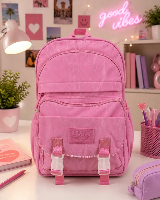 Mochila Lluvia Rosa Marmoleada Estilo Urbano Juvenil