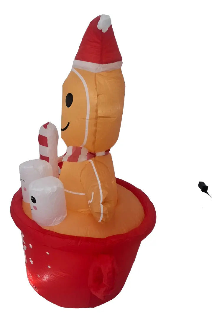 Inflable Navideño Taza De Chocolate Con Galleta Marca Lluvia