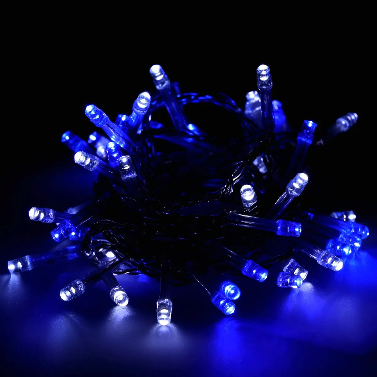 Serie Navideña Led Lluvia Azul Mágica 50 Luces