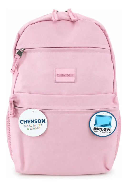 Mochila Juvenil Chenson Rosa Palo Con Bolsillos Laterales