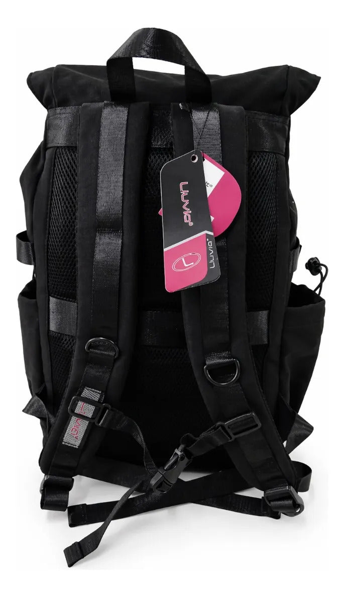 Mochila Lluvia Rolltop Negra Gran Capacidad Ajustable