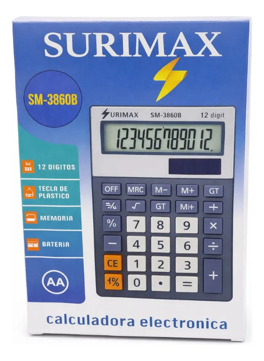 Calculadora De Escritorio Surimax 12 Dígitos Con Memoria