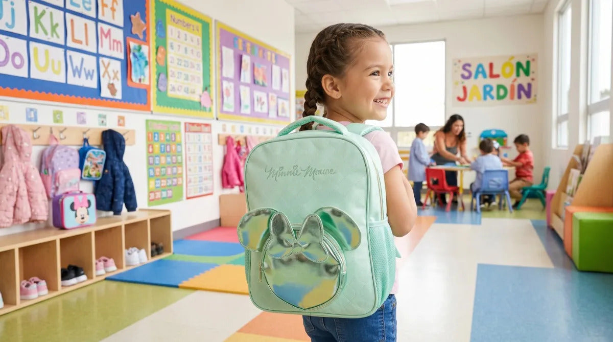 Mochila Infantil Kinder Ruz Minnie Mouse Color Verde Menta