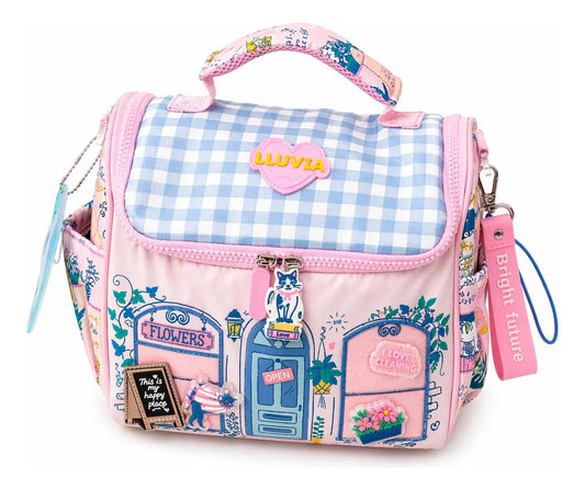 Lonchera Juvenil Lluvia Florería Personalizable Con Velcro