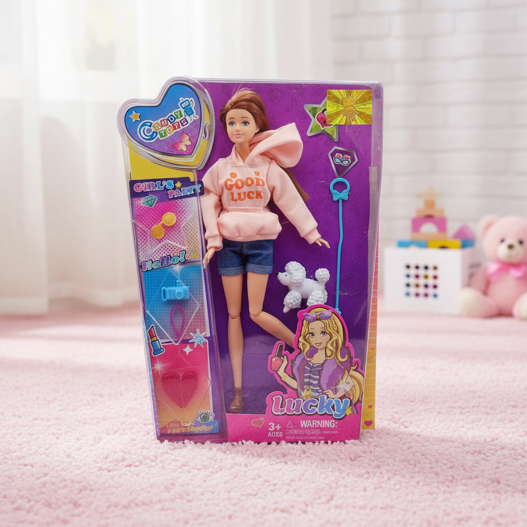Muñeca Articulada Candy Toys Lucky Con 5 Accesorios