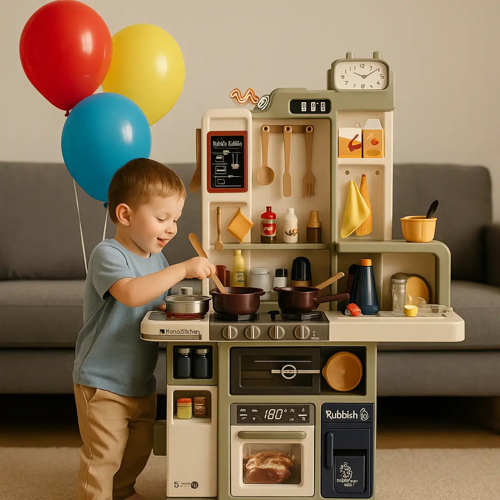 Cocina Infantil Marca Candy Toys Verde Olivo 88 Piezas