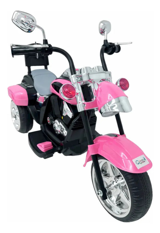 Moto Eléctrica Infantil Recargable Rosa Con Detalles