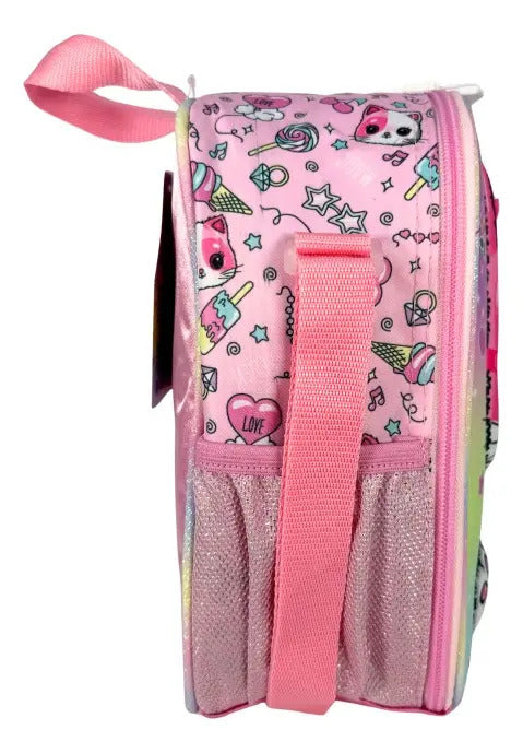 Mochila Primaria Set 3 Piezas Marca Lluvia Gato Con Lentes