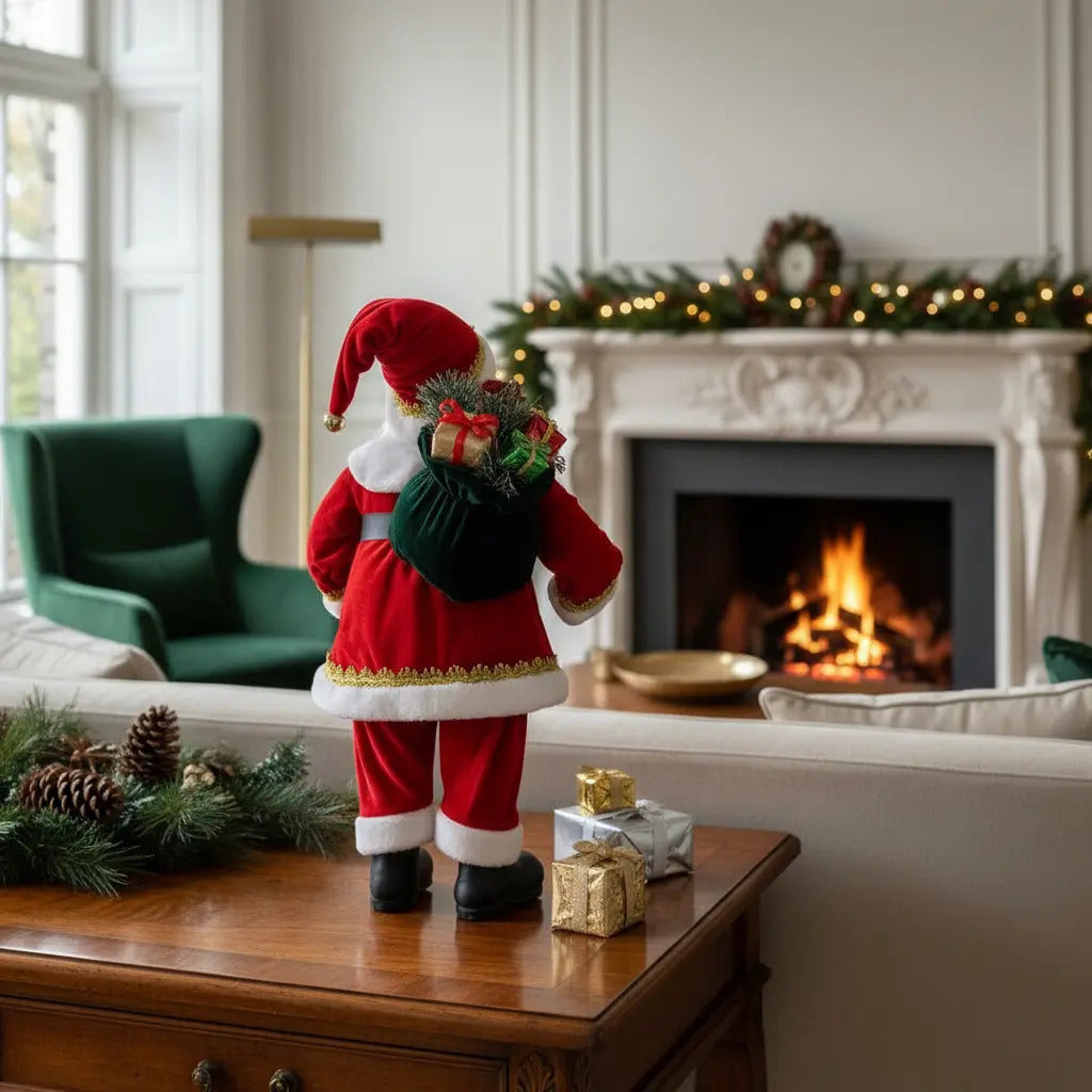 Santa Con Cascanueces Figura Decorativa Navideña 60x30x20 Cm