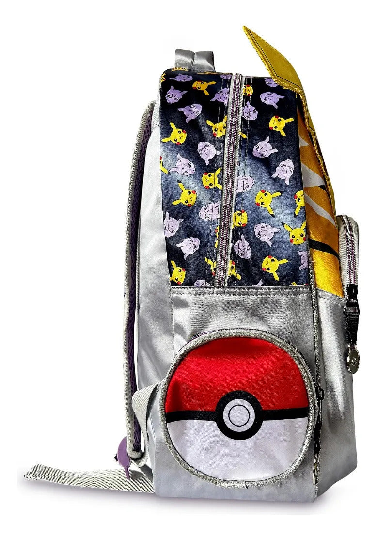 Mochila Escolar Yadatex Morado Pokémon Pikachu y Mewtwo