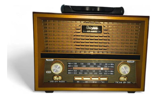 Radio Vintage Bluetooth Portátil Am Fm Con Usb Y Micro Sd Marrón