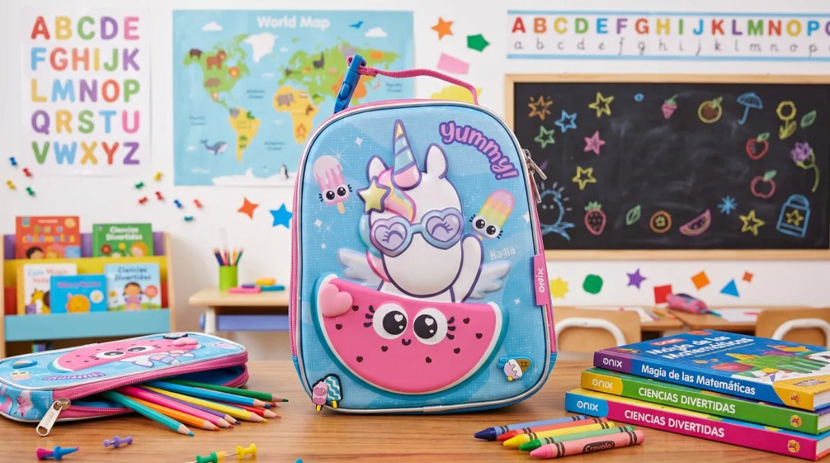 Lonchera Escolar Ruz Onix Unicornio Con Charms Decorativos