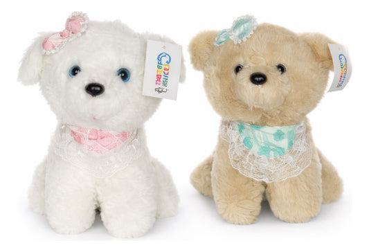 Peluche Perrita Con Mandil De Encaje 2 Colores 15 Cm