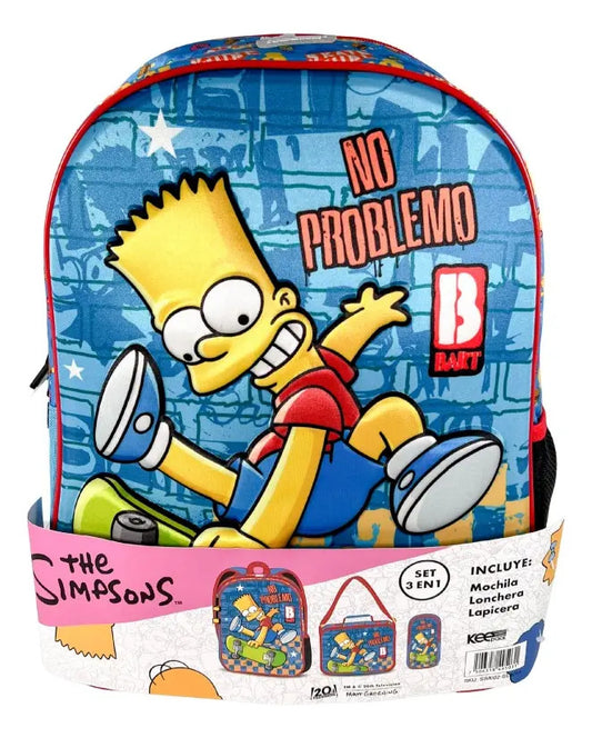 Mochila Primaria 3 Piezas Marca Yadatex Bart Simpson