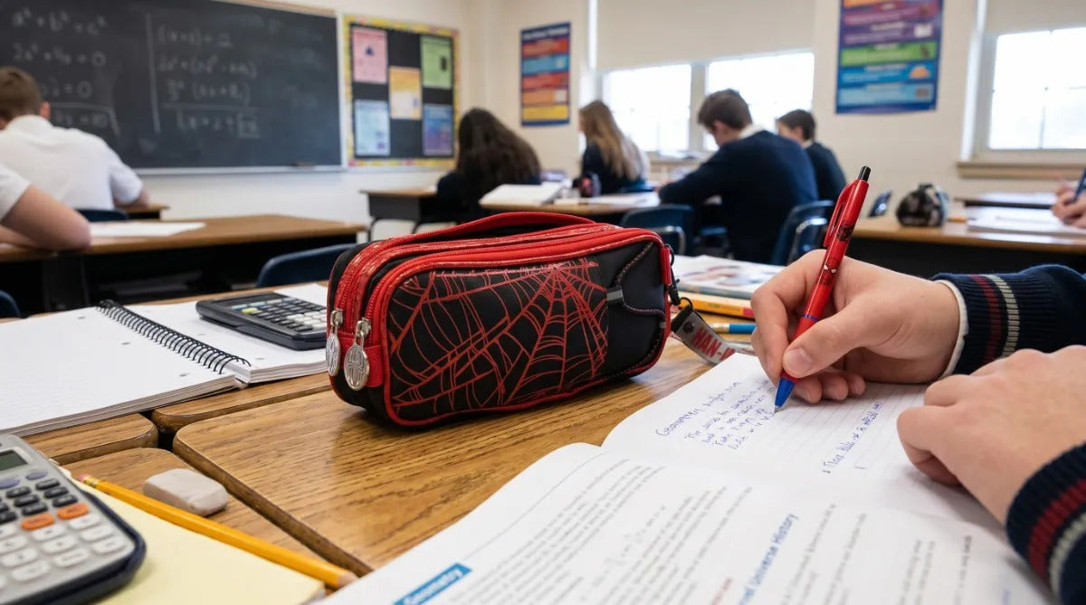 Lapicera Escolar Ruz Spider-man Negro Con Rojo Triple Cierre