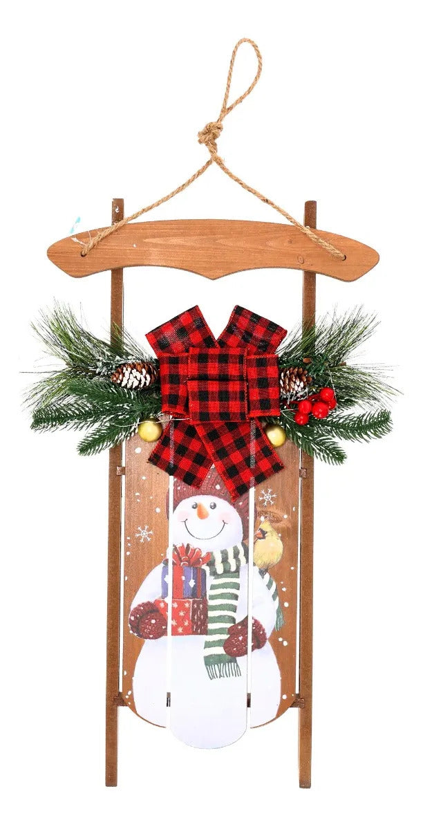 Letrero Navideño allucia Trineo Con Muñeco De Nieve 65 Cm
