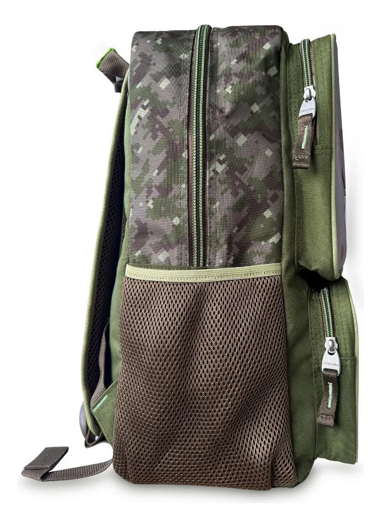 Mochila Escolar Chenson Verde Militar Dinosaurio T-Rex